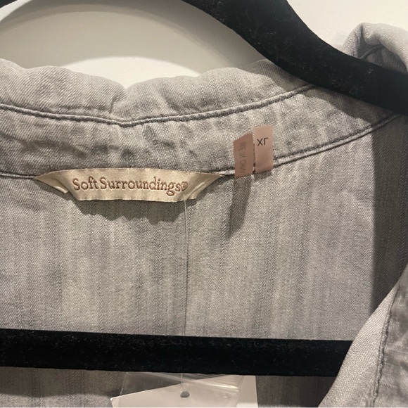 NWT soft surroundings gray ombré button up chambray top size XL (FLAW) - Picture 3 of 7